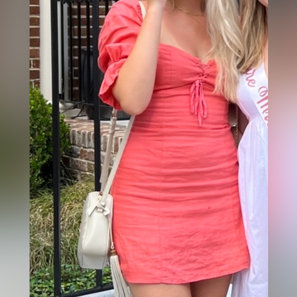 Aritzia Wilfred Puff Sleeve Linen Mini Dress